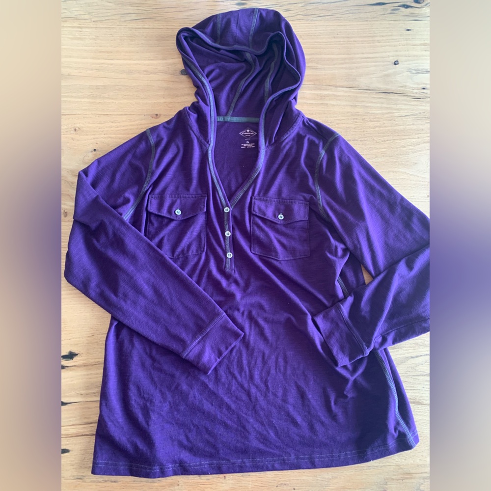 St. John’s Bay Hooded Long Sleeve Tee Shirt Purple Women’s PL Preloved